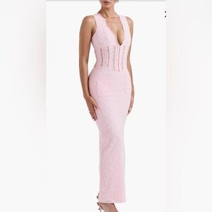 NWOT Sophina Broderie Anglaise Sleeveless Maxi Dress Crystal Rose color XS